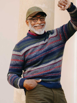 Navy Striped Knitted Jumper
