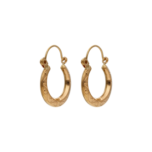 Pre-Owned 9ct Yellow Gold Scroll Patterned Creole Earrings