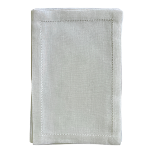Linen Fold-Over Cocktail Napkins With Hand-Drawn Hemstitch- Set of 24