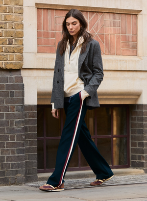 Kerry Side Stripe Trousers - UK 06 | EU 34 | US 02 / Navy, Cream & Burgundy Stripe