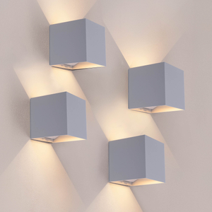 4x LED Wandleuchte USB Aufladbar Grau – Kabellos – 4400-mAh-Akku – Für den Innen- und Außenbereich geeignet
