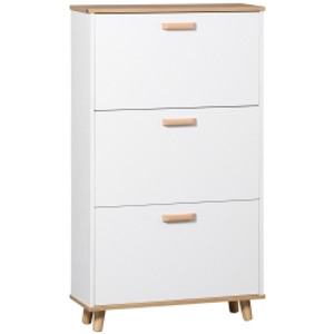 HOMCOM Mueble para zapatos estilo escandinavo 3 abatibles 70x23,5x122 cm Blanco