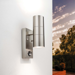 Applique d'extérieur avec Detecteur de Mouvement - IP44 - Acier Inox - Raccord GU10