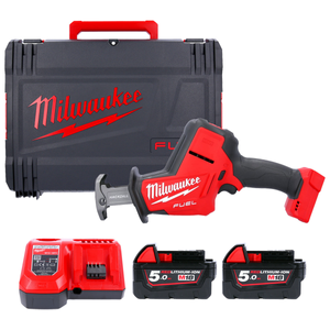 Milwaukee M18FHZ-502X 18V M18 FUEL Hackzall Reciprocating Saw With 2 x 5.0Ah Batteries, Charger & Case