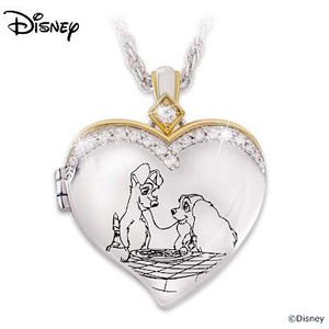Disney Lady And The Tramp Locket Pendant Necklace