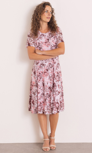 Anna Rose Printed Lace Panelled Dress - Blossom/Multi