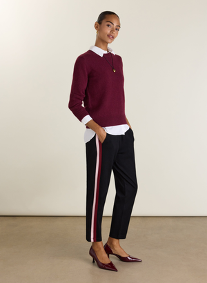 Jay Side Stripe Tapered Trousers - UK 14 | EU 42 | US 10 / Caviar Black, Burgundy & Pink