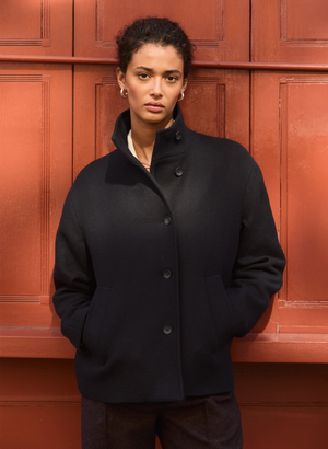 Ashton Wool Blend Short Coat - 10 (UK Size 10) / Classic Navy