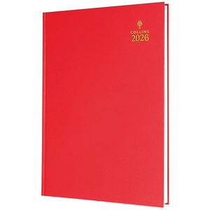 Collins A4 Desk Diary, Week To View, Red, 2026