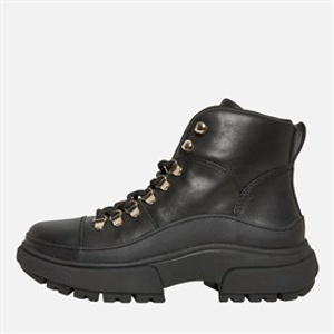 FitFlop Womens Wylder Leather Hiker-Lace Boots Black