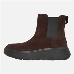 FitFlop Womens F-Mode Suede Flatform Chelsea Boots Chocolate Brown