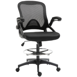 Vinsetto Silla de oficina asiento alto ajustable 64x60x106-126 cm taburete de oficina giratorio 360 ° malla transpirable Negro
