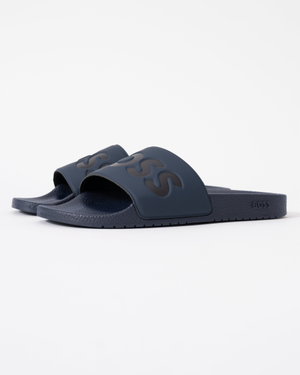 BOSS Orange Aryeh Mens Italian-Made Slides With Large Logo Detail - Navy 410