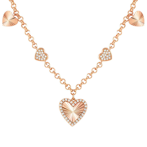 Truejoy Rose Gold Plated CZ Heart Drop Necklace