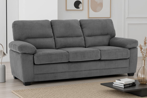Grey Jumbo Cord 3 Seater Sofa LINCOLN
