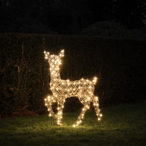 90cm Dual LED Studley Rattan Doe Light Up Reindeer