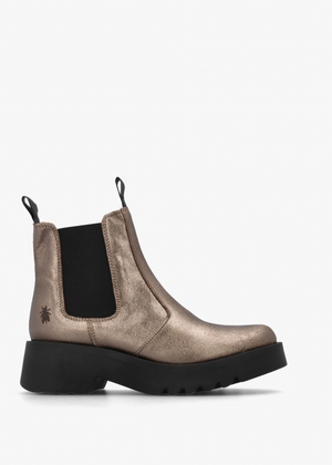 Medi Gold Leather Chunky Chelsea Boots