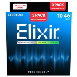 Elixir Electric Optiweb Guitar Strings 3 Pack, 10-46