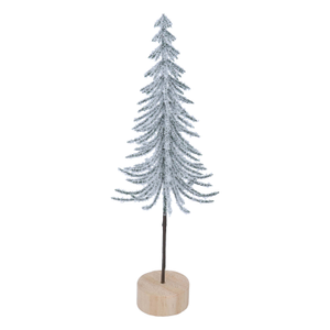 Frosted Slim Tree on Log Decoration