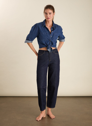 Nixi Organic Cotton Stretch Denim Barrel Jeans - 6 (UK Size 6) / Dark Denim