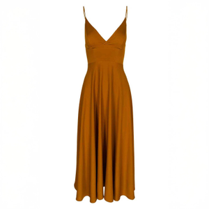 Lurisia Orange Brown  Draped-Waist Midi Dress (M)