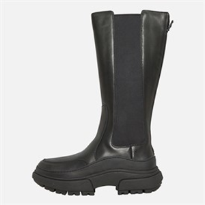 FitFlop Womens Wylder Leather Tall Chelsea Boots Black