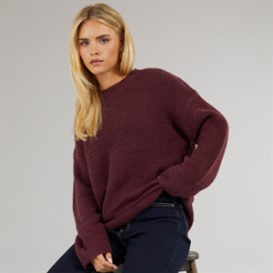 Brave Soul Womens Val Turtle Neck Jumper Aubergine