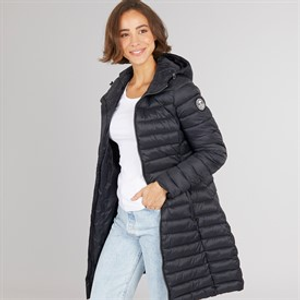 Trespass Womens Briarlea Padded Hooded Long Coat Black