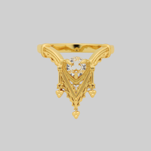 RELIQUARY. Gothic Trefoil Glass Ring - Gold