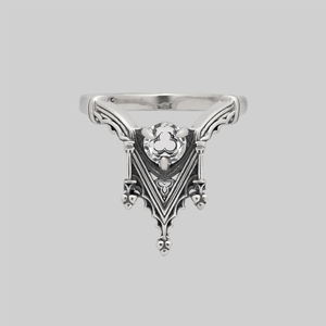 RELIQUARY. Gothic Trefoil Glass Ring - Silver - Silver / XXLarge