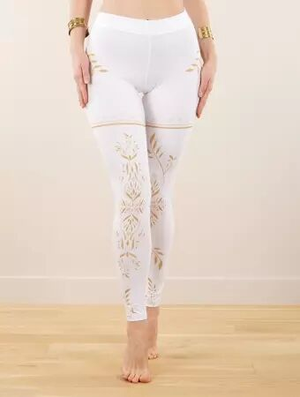 'Legging long imprimé "Rinji Mallorn", Blanc perle'