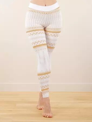 'Legging long imprimé "Rinji Aztec", Blanc perle'
