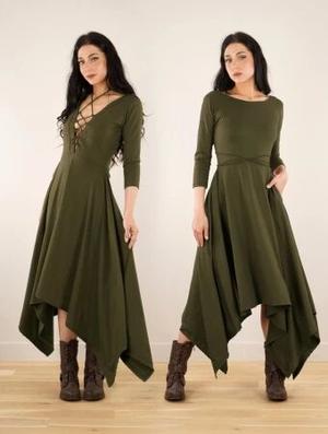 'Robe longue réversible "Arwëen", Kaki'