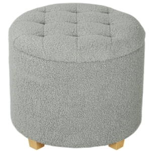 HOMCOM 40.5L Teddy Fleece Storage Ottoman - Grey
