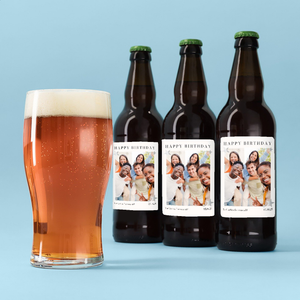 Personalised Photo Happy Birthday Beer Trio 3x500ml