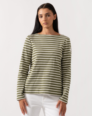 Joules New Harbour Striped Breton Womens Top - Green Stripe