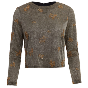 Abandoned Silver Metallic Beaded Marge Top (S)