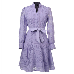 Organza Lace Long Sleeves Short Dress (XS)