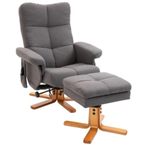 HOMCOM Sillón de masaje con reposapiés Espacio de almacenamiento Sillón eléctrico con función de reclinación Giratorio para TV
