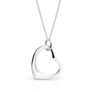Signature Silver Tilted Waved Heart Necklace
