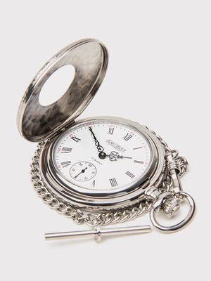 Jean Pierre Chrome Plated Half Hunter Pocket Watch