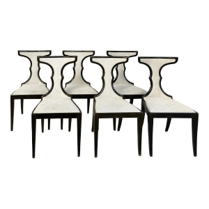 Pregno Srl Italian Upholstered Klismos Style Dining Chairs, Set of 6