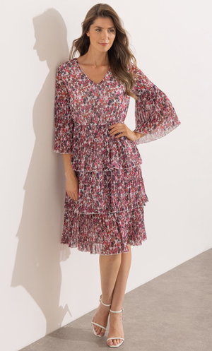 Tiered Floral Print Dress - Ivory/Multi