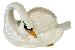 Majolica Swan Jardiniere Stamped Imperiale Nimy, Belgium Circa 1900