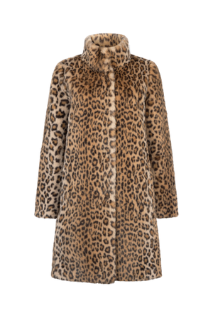 Millie Coat Luxe Faux Leopard Fur Neutral (M)