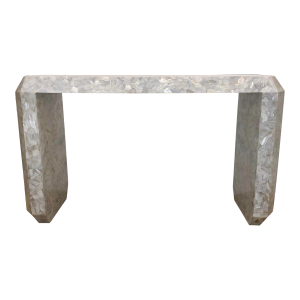 Theodore Alexander Modern Faux Mother of Pearl Diamante Console Table