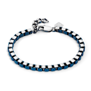 Beyond Stainless Steel Blue PVD Box Chain Bracelet