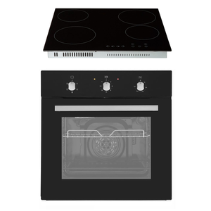 60cm Touch Control Ceramic Hob & Black Electric Fan Oven Pack
