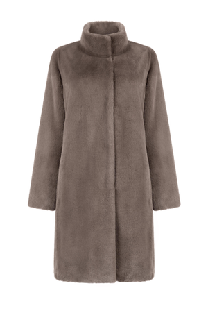 Bette Coat Vegan Faux Soft Pile Fur Taupe Brown (L)