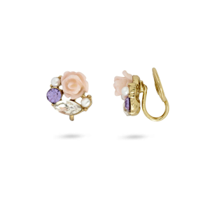 Tiny Rose Clip On Earrings